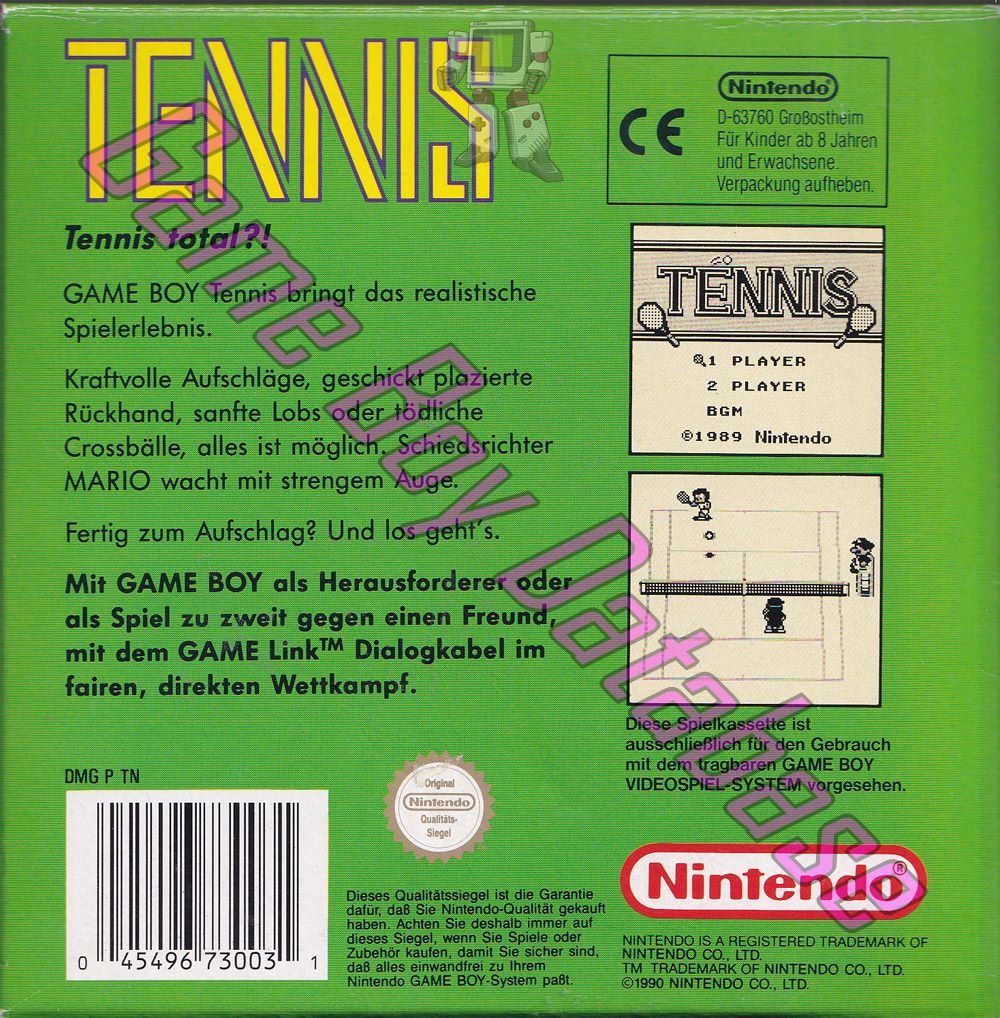 Tennis NOE-2 Back of the box