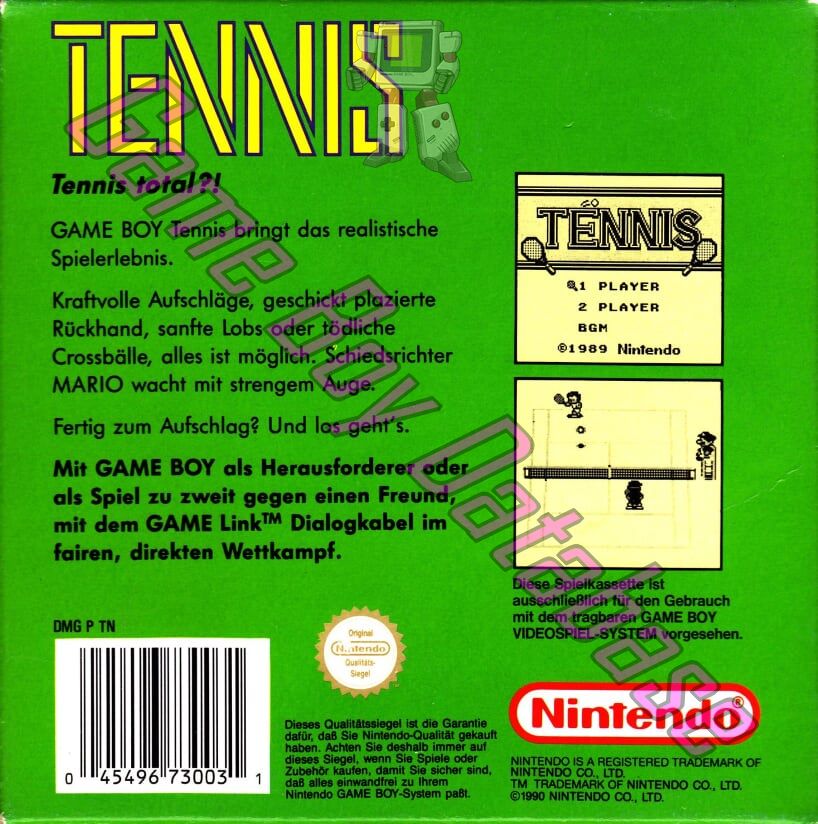 Tennis NOE-3 Back of the box