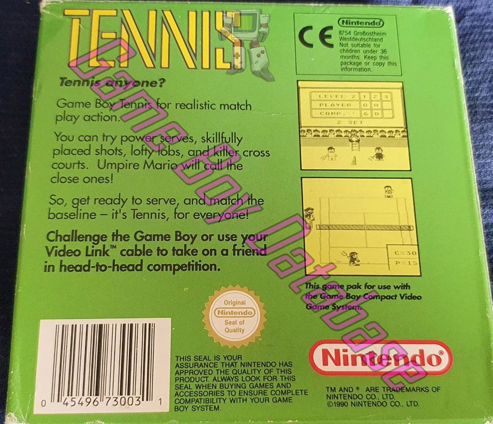 Tennis SCN Back of the box