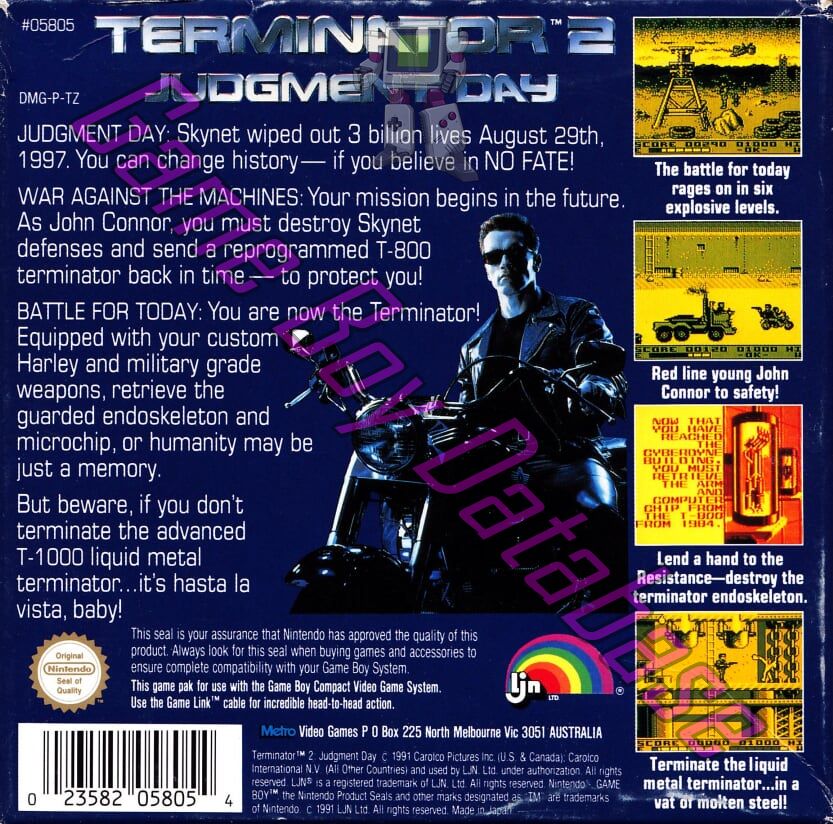 T2 Terminator 2 Judgment Day AUS Back of the box