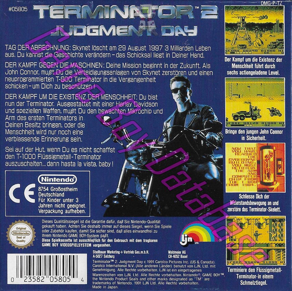 T2 Terminator 2 Judgment Day FRG Back of the box