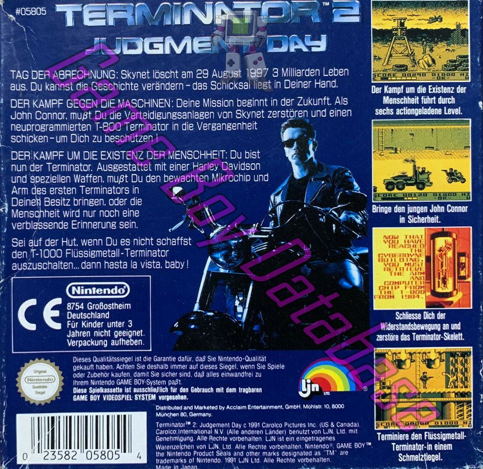 T2 Terminator 2 Judgment Day NOE Back of the box