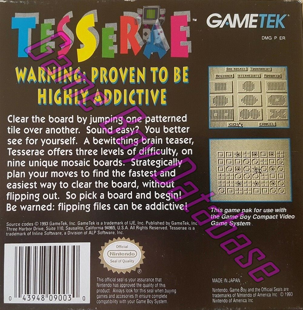 Tesserae USA-1 Back of the box