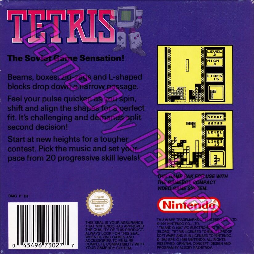 Tetris GPS Back of the box