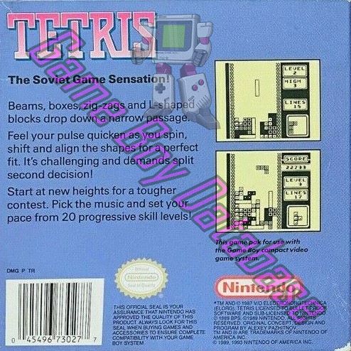 Tetris USA Back of the box