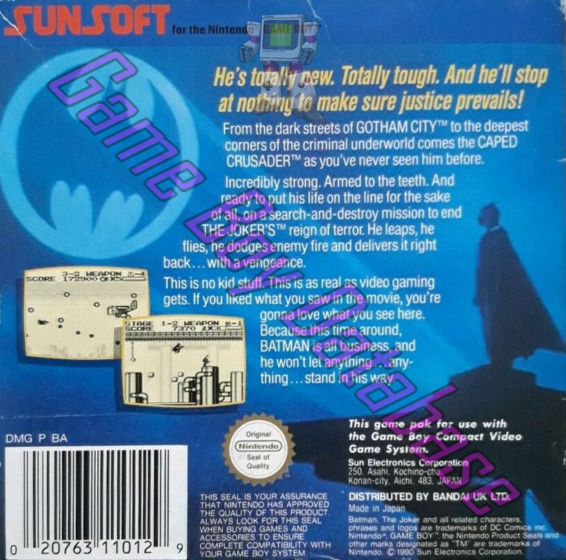 Batman the Video Game UKV Back of the box