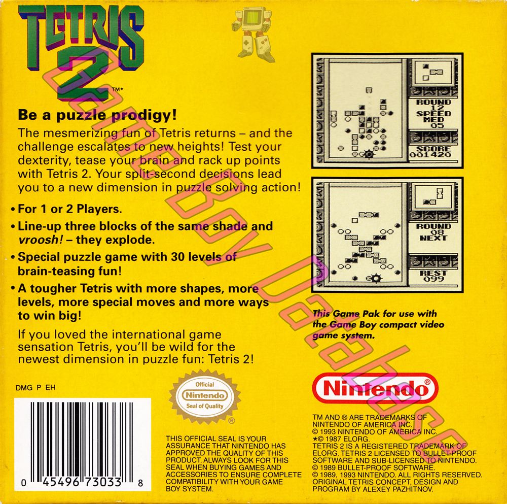 Tetris 2 USA Back of the box