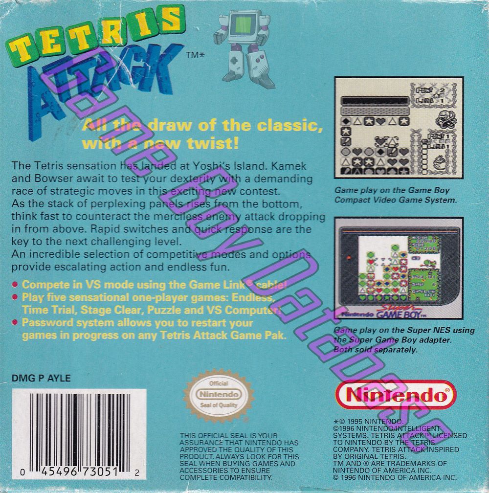 Tetris Attack USA Back of the box