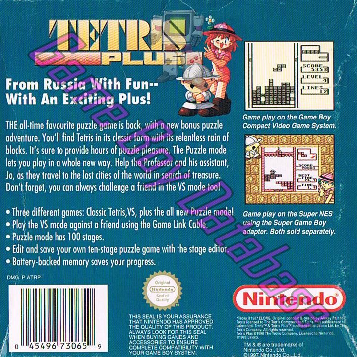 Tetris Plus AUS Back of the box