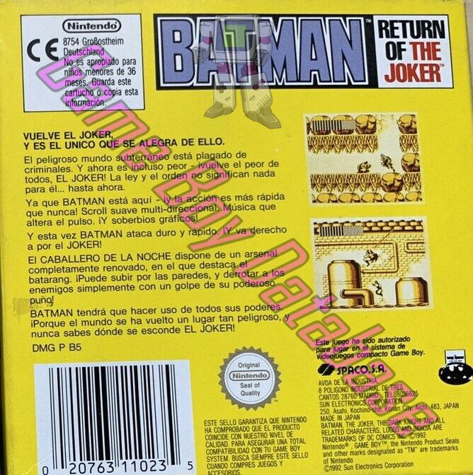 Batman Return of the Joker ESP Back of the box