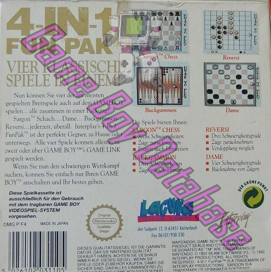 4 in 1 - Fun Pak NOE Back of the box