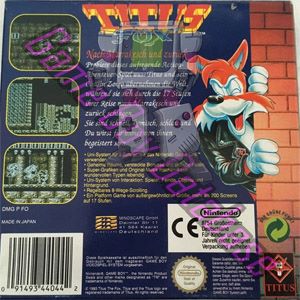 Titus the Fox FRG Back of the box