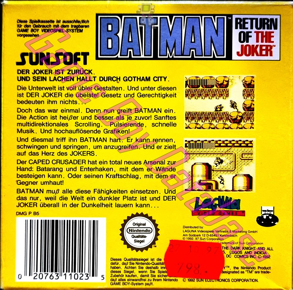 Batman Return of the Joker NOE-1 Back of the box