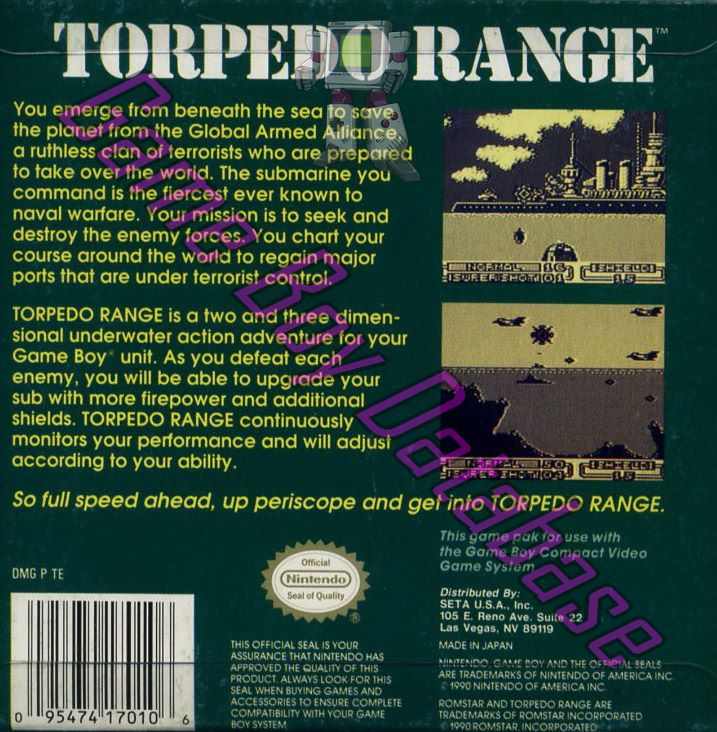 Torpedo Range USA Back of the box