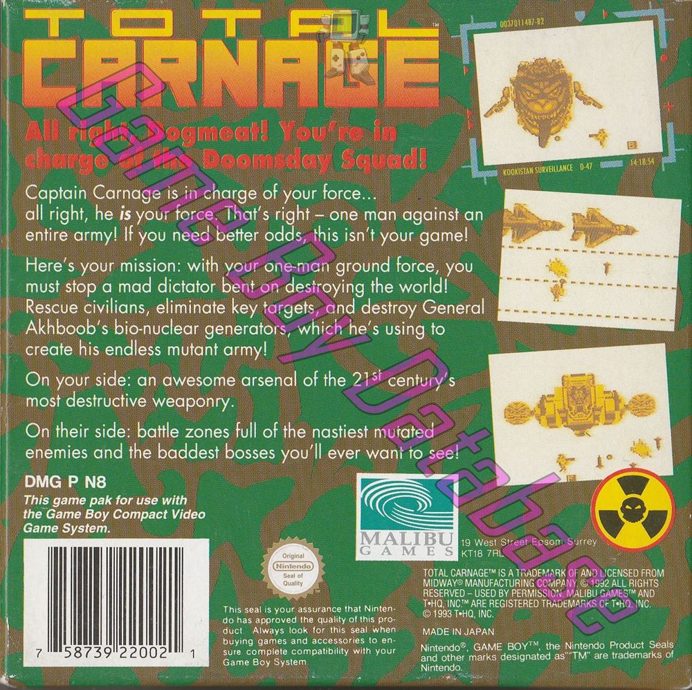 Total Carnage UKV Back of the box