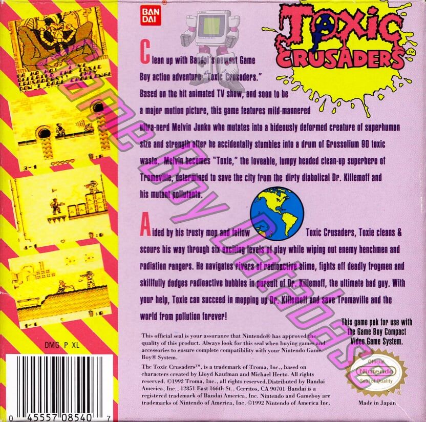 Toxic Crusaders USA Back of the box