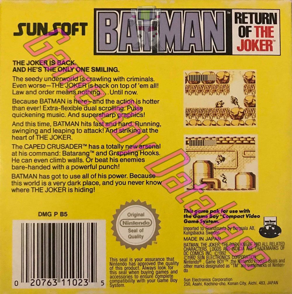 Batman Return of the Joker SCN Back of the box