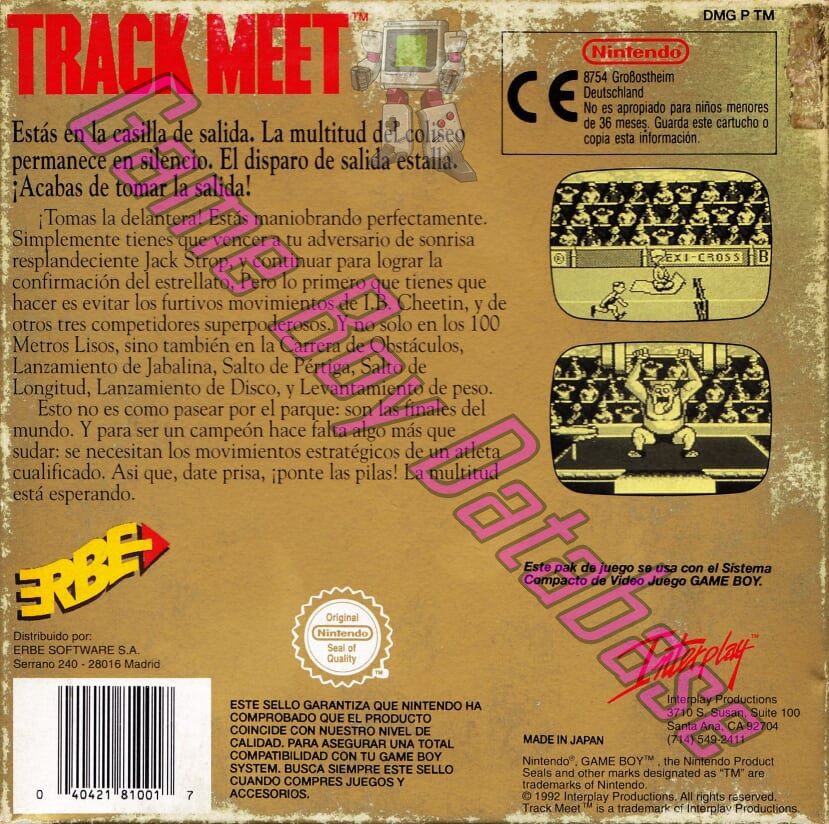 Track Meet ESP Back of the box