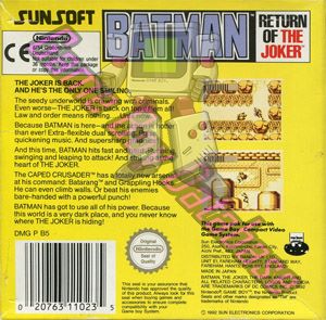 Batman Return of the Joker UKV Back of the box