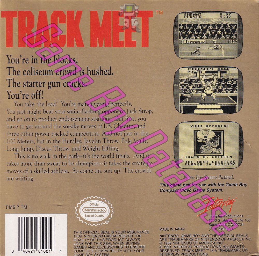 Track Meet USA Back of the box