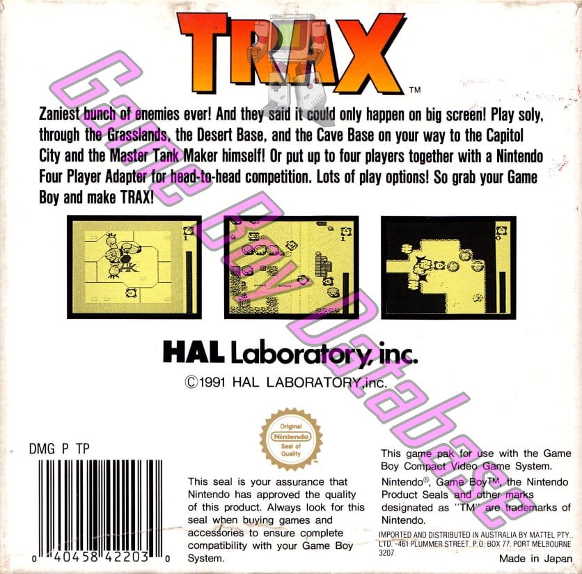 Trax AUS Back of the box