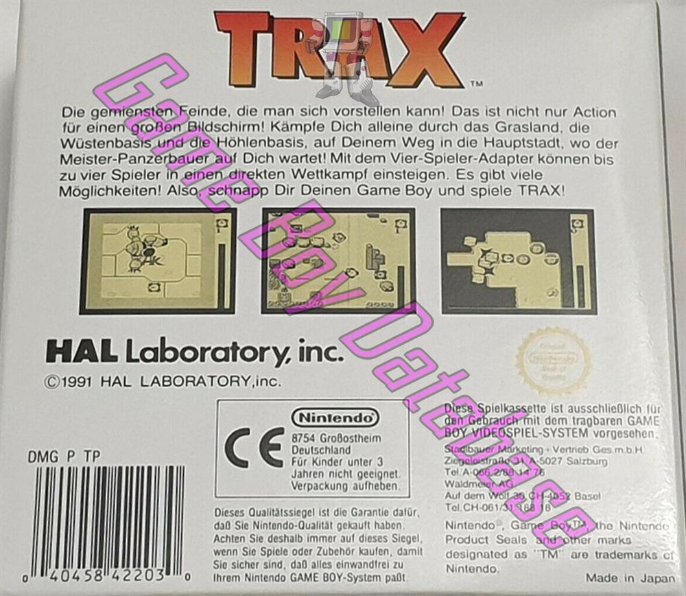 Trax FRG Back of the box