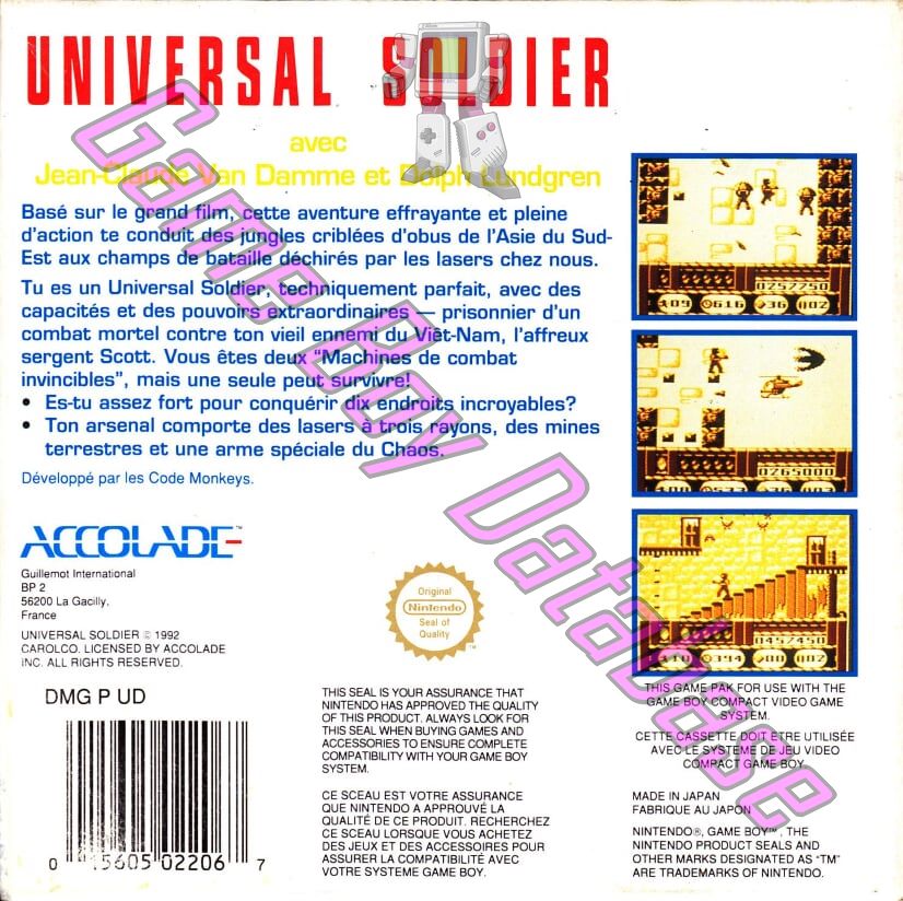 Universal Soldier FAH Back of the box