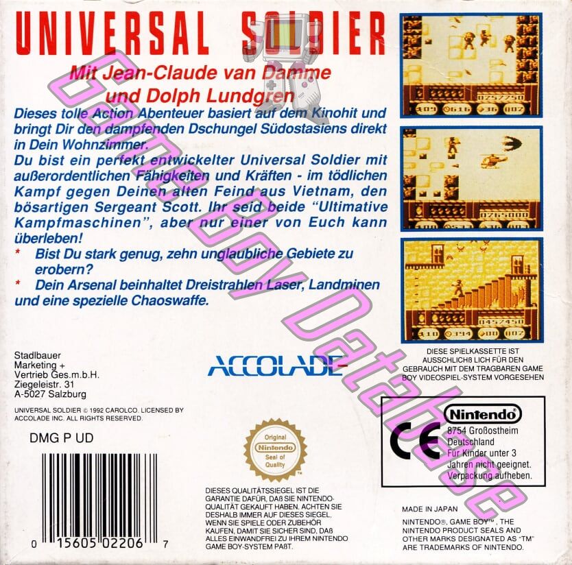 Universal Soldier FRG Back of the box