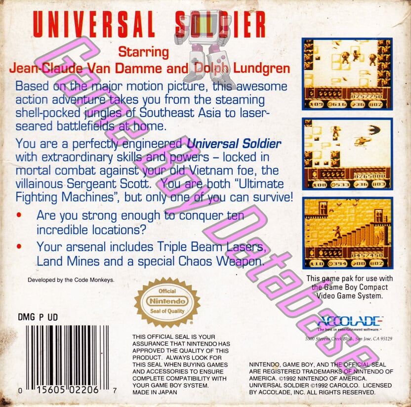 Universal Soldier USA Back of the box