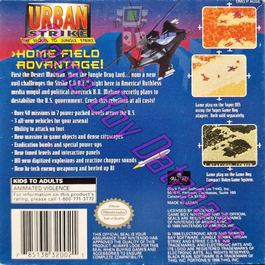 Urban Strike USA Back of the box