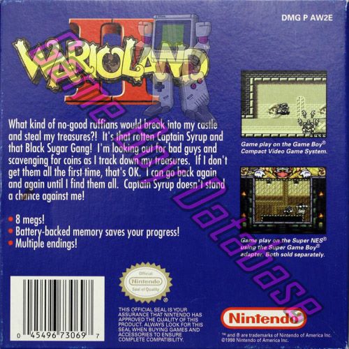 Wario Land II USA Back of the box