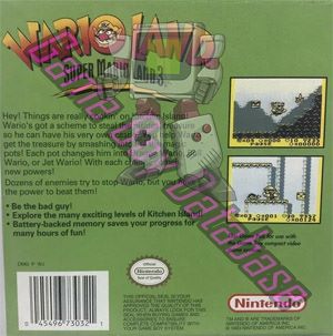 Wario Land: Super Mario Land 3 USA Back of the box