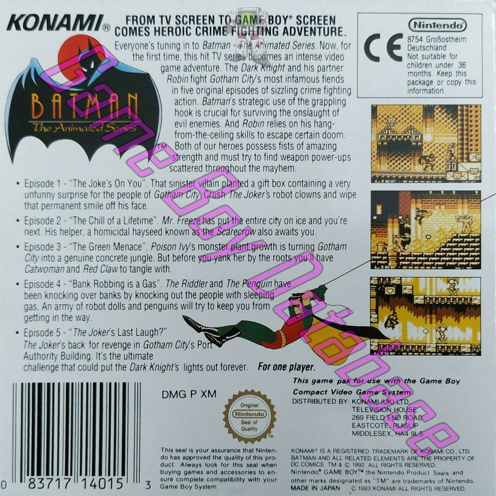 Batman the Animated Series UKV Back of the box