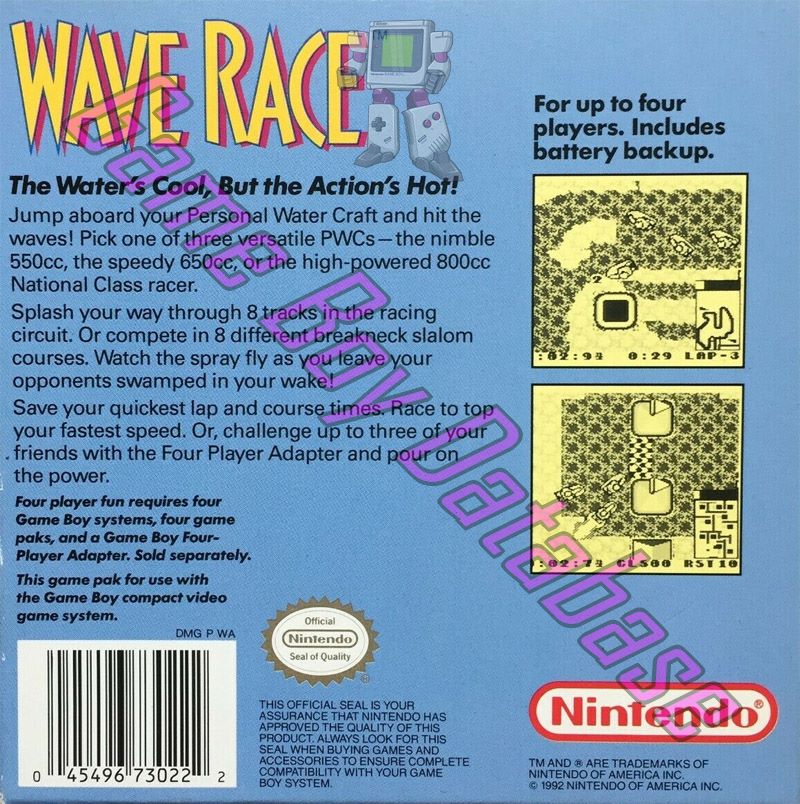 Wave Race USA Back of the box