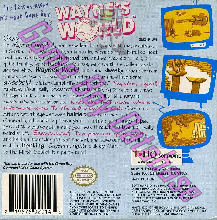 Waynes World USA Back of the box