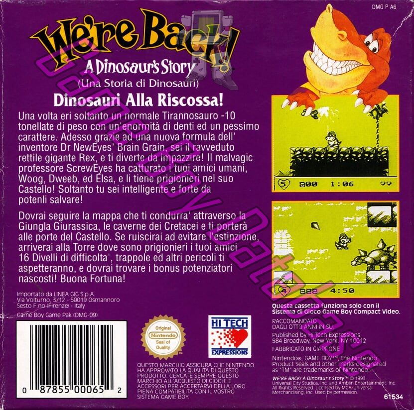 We're Back!: a Dinosaurs Story ITA Back of the box