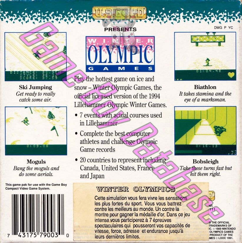 Winter Olympic Games USA Back of the box