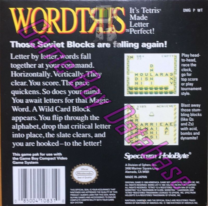 Wordtris USA Back of the box