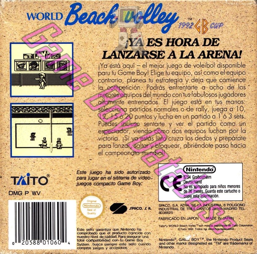 World Beach Volley ESP Back of the box