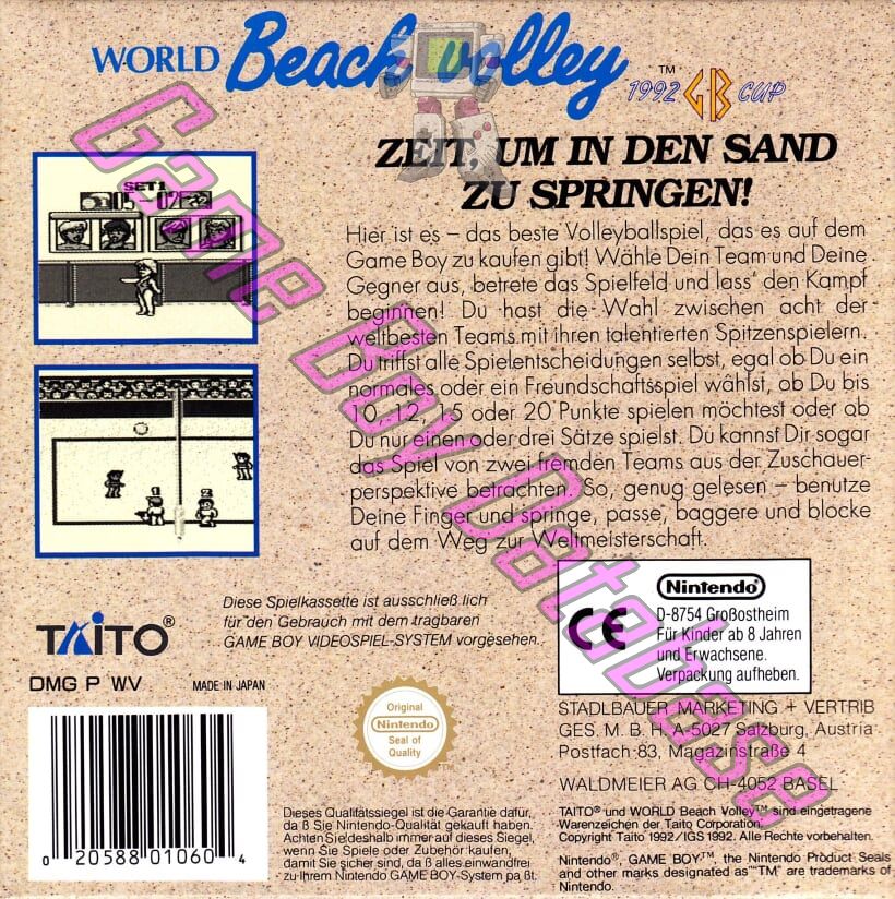 World Beach Volley FRG Back of the box