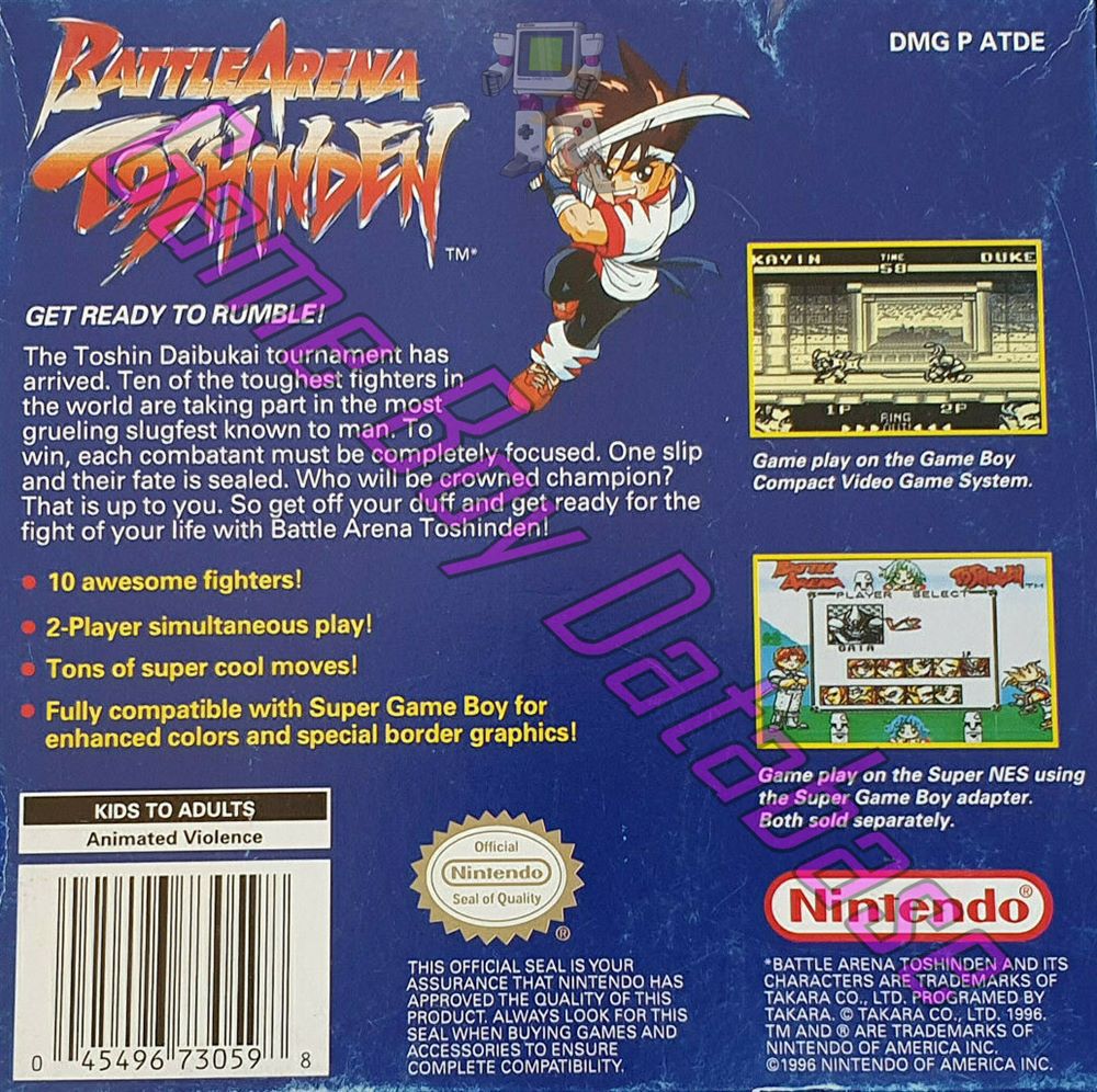 Battle Arena Toshinden USA Back of the box