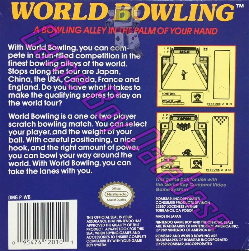 World Bowling USA Back of the box