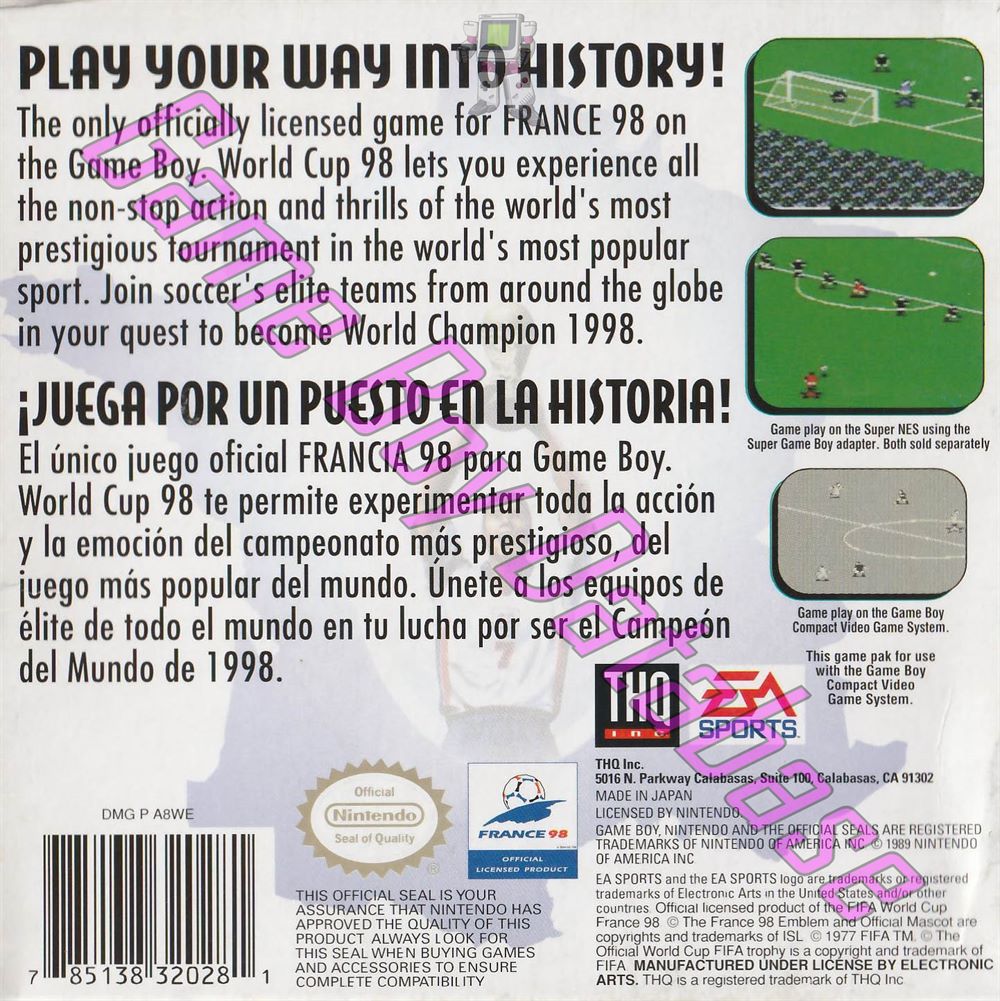 World Cup 98 USA Back of the box