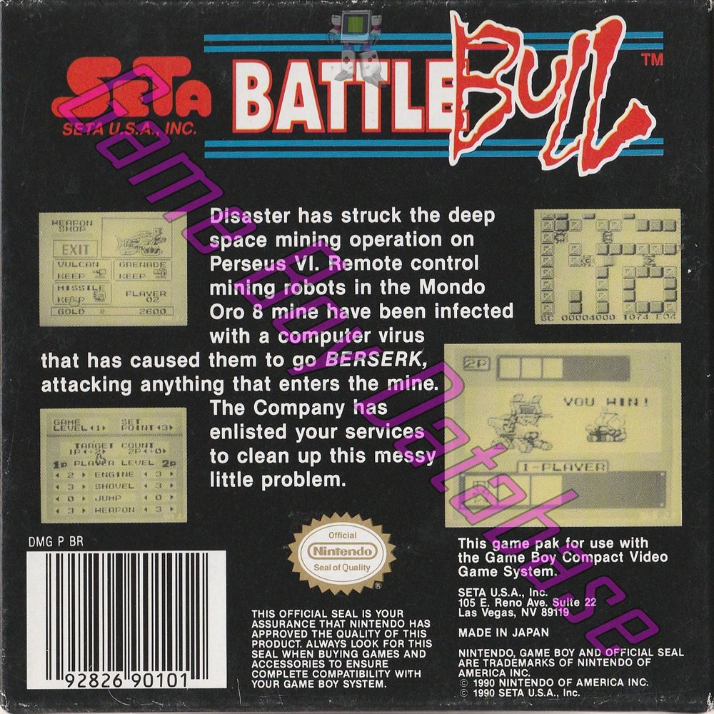 Battle Bull USA Back of the box