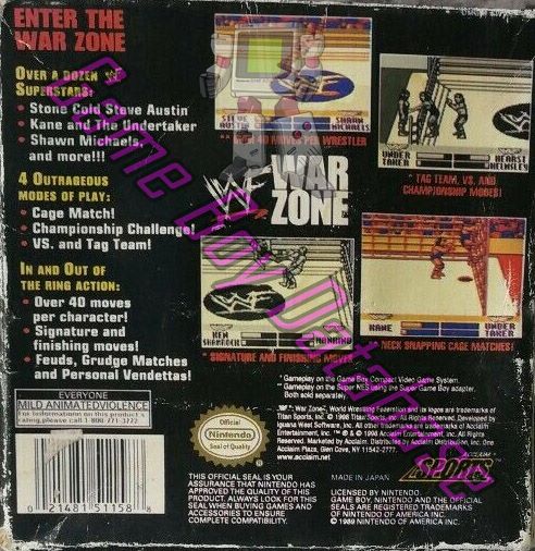 WWF War Zone USA Back of the box