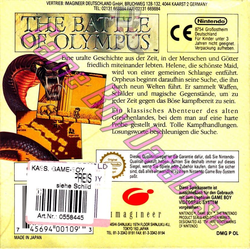 Battle of Olympus (the) NOE Back of the box