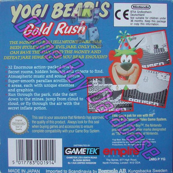 Yogi Bear's Gold Rush SCN Back of the box