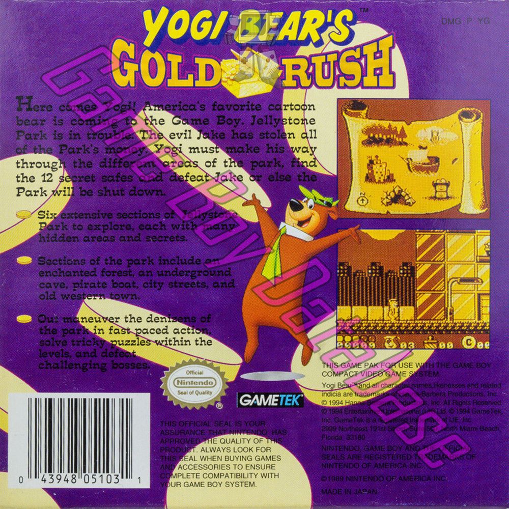 Yogi Bear's Gold Rush USA Back of the box