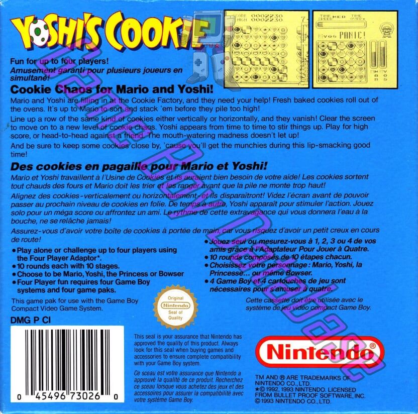 Yoshi's Cookie FAH Back of the box