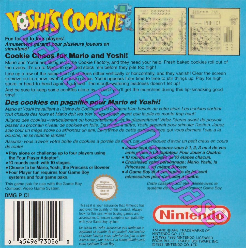 Yoshi's Cookie FAH-2 Back of the box